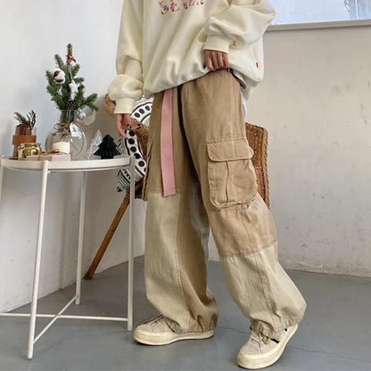 Bonsir Baggy Black Cargo Pants for Men Khaki Cargo Trousers Male Harajuku Loose Casual Autumn Japanese Streetwear Hip Hop Retro