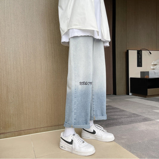 Bonsir Y2K Black Jeans Men Blue Straight Denim Pants Loose Streetwear Hip Hop Casual Trousers Male Japanese Harajuku Spring