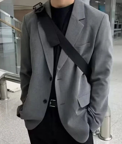sanyamk Casual Blazers Men Temperament Hong Kong Style Handsome Chic Fashion Versatile Classic Advanced Streetwear Comfortable Daily