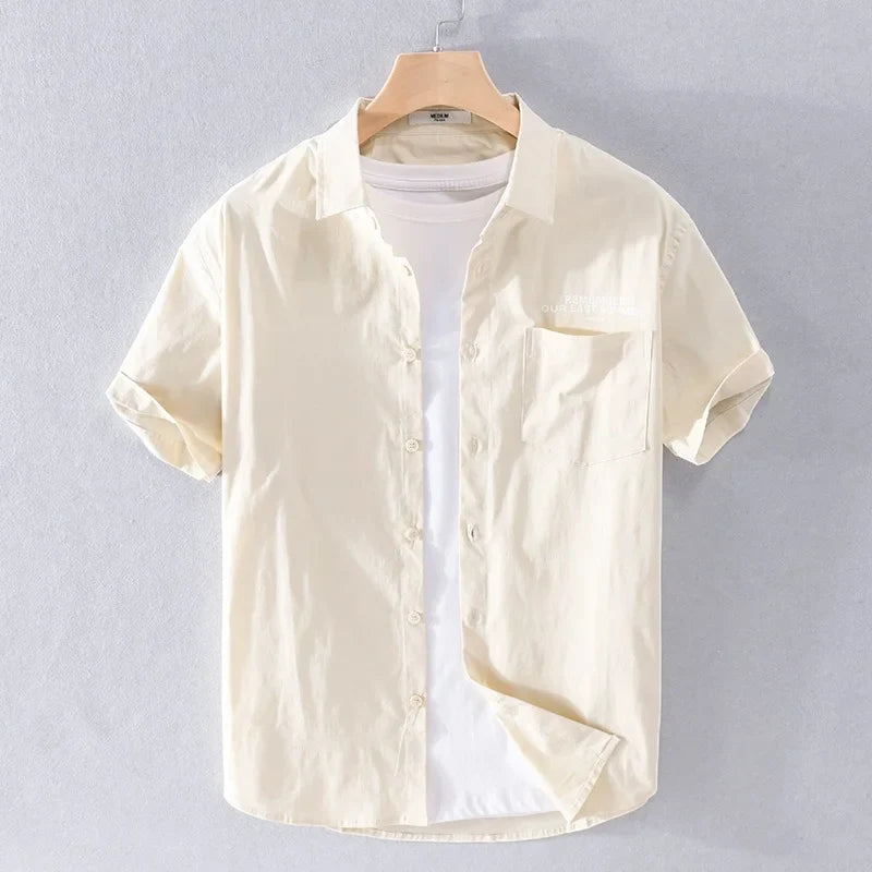 sanyamk Simple Young Men's Cotton Shirt Small Fresh