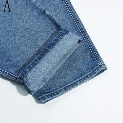 sanyamk  Plus Fat Large Size 48 Loose Straight Jeans Men Street Hip Hop Printing Jeans Skateboard Baggy Denim Trousers Male