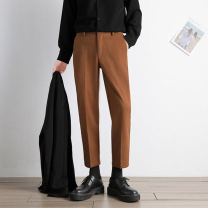 Bonsir Autumn Winter Woolen Suit Pants Men Slim Fashion Society Mens Dress Pants Korean Loose Straight Pants Mens Formal Trousers