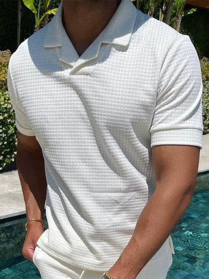 Bonsir Summer Short Sleeve Solid Polo Shirts Mens Fashion Turn-down Collar Cotton Tops Pullover Casual Clothing Men New Streetwear