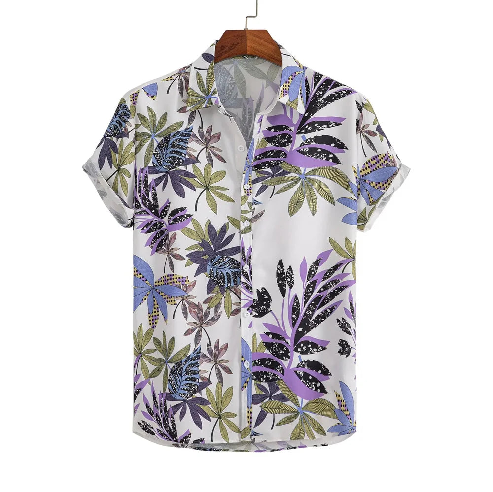 sanyamk Hawaiian Men's Shirts Short Sleeve 3D Printed T Shirt For Men Beach Blouse Retro Pattern Aloha Shirts Summer Fashion Tops