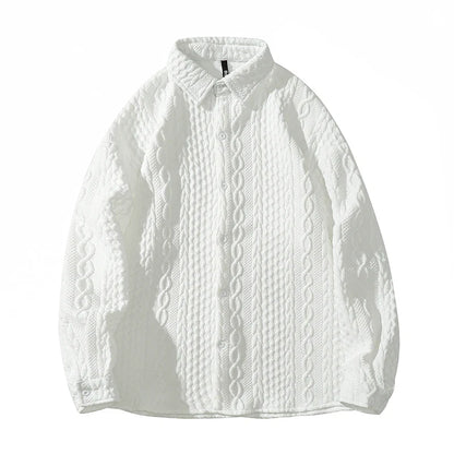 sanyamk autumn Baroque three-dimensional twist lapel shirt men's streetwear Japanese college growth sleeve shirt jacket 4XL 5XL