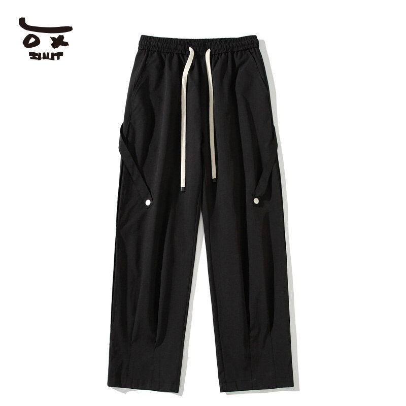 Bonsir American High Street Loose Casual Straight Charge Functional cargo wide leg jogger pants men trousers korean streetwear