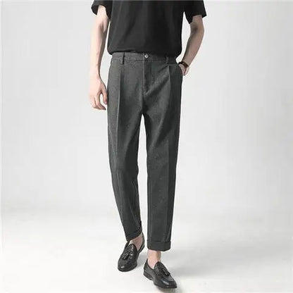 sanyamk Winter Men's Thicken Woolen Clothing Suit Pants Casual Straight Korean Fashion Business Long Trousers Male Clothing L97