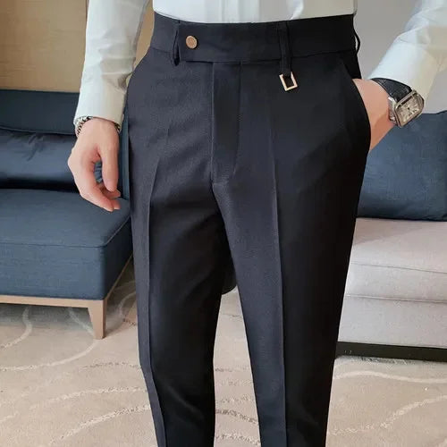 sanyamk British Style Autumn New Solid Color Business Casual Trousers Men's Simple and Versatile Formal Office Pants Straight Suit