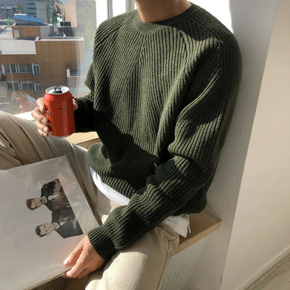 Bonsir -  men's / wear classic round collar Sweater Korean fashion loose kintted tops for male autumn winter new warm clothes 2Y4243