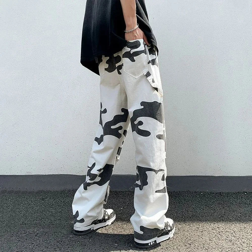 Bonsir Autumn Camouflage Pants Unisex Trendy Straight Street Fashion Casual Loose Comfortable Printed Quick-Drying Couple Overalls