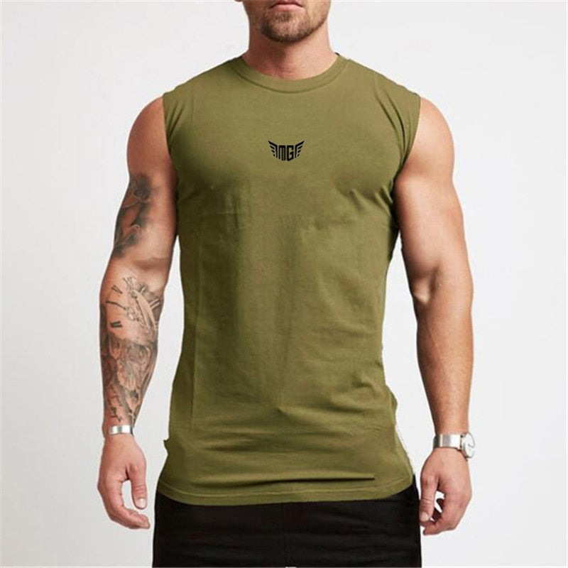 sanyamk Summer Compression Gym Tank Top Men Cotton Bodybuilding Fitness Sleeveless T Shirt Workout Clothing Mens Sportswear Muscle Vests