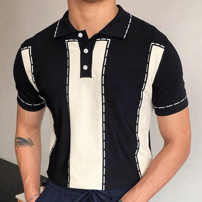 sanyamk New Fashion Streetwear Men's Vintage Patchwork Contrast Color Polo Shirts Men Casual Loose Short Sleeve Lapel Buttoned Pullovers