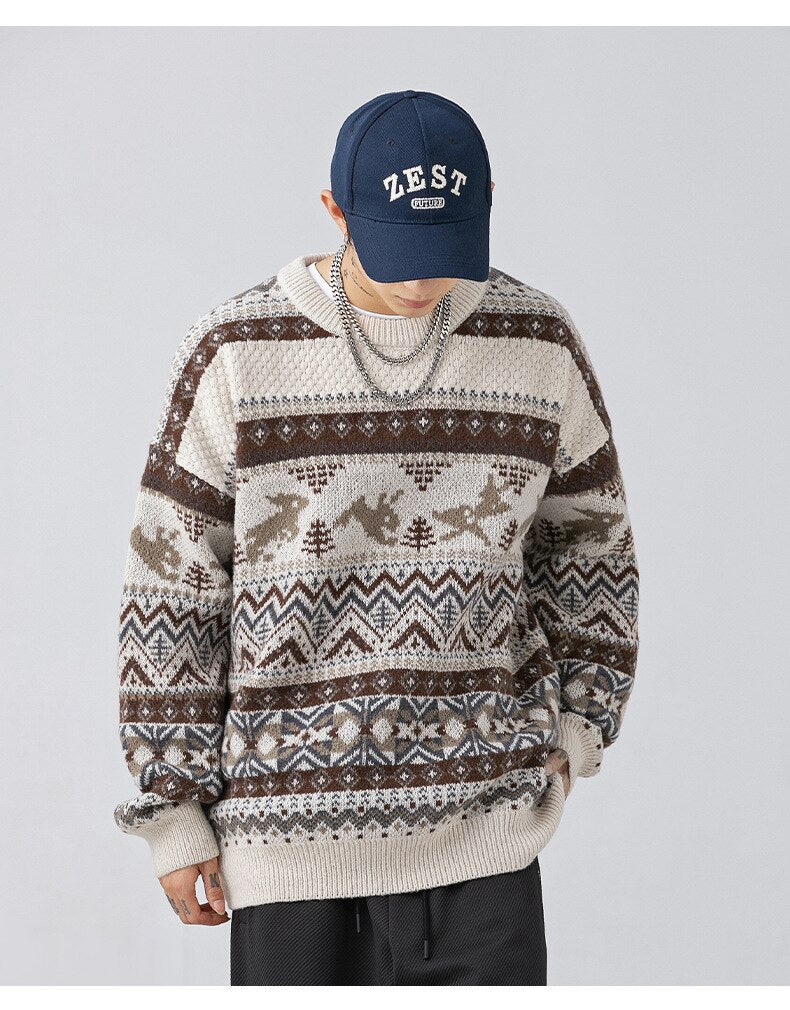 sanyamk Gypsy Men's Knitted Sweater Vintage Men Top Pullovers Sweaters and Jumpers Male Winter Warm Streetwear Men Clothes