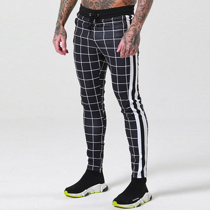 Bonsir Fashion Striped Plaid Pencil Pants Men Spring Summer Casual Jogger Trouser Male Harajuku Drawstring Long Pants Streetwear