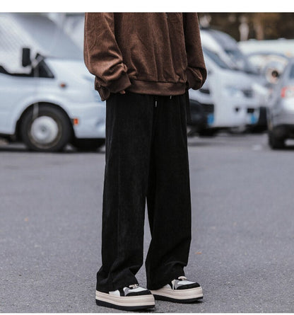 Bonsir Autumn Corduroy Pants Men Fashion Brown Black Beige Casual Pants Men Streetwear Loose Hip-hop Straight Pants Mens Trousers M-3XL