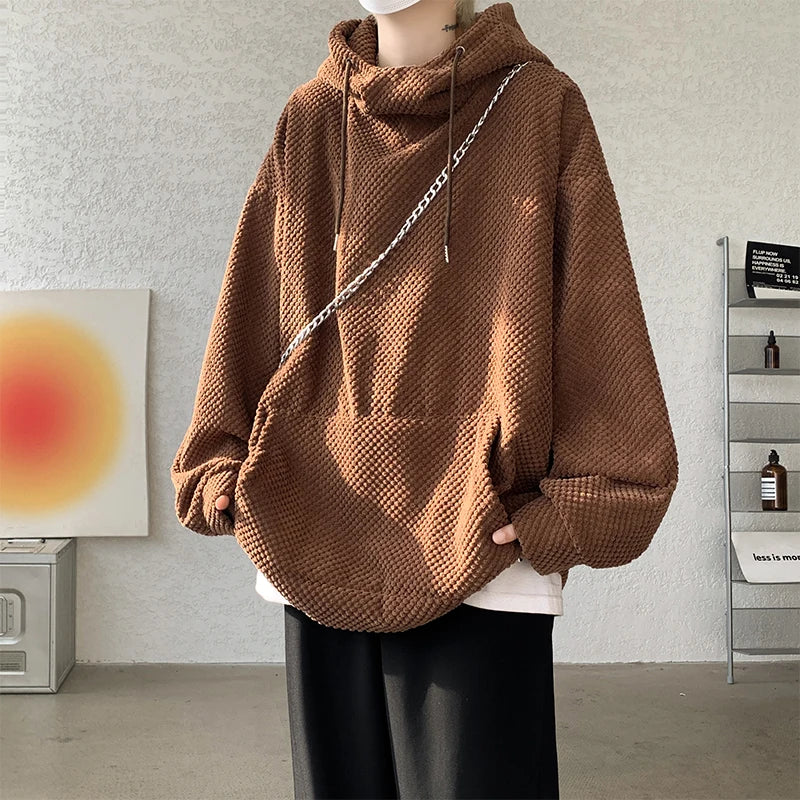 Bonsir Harajuku Corduroy Hoodies Men High Quality Streetwear Loose Y2k Hip Hop Hooded Sweatshirts Couple Clothing Female Pullovers