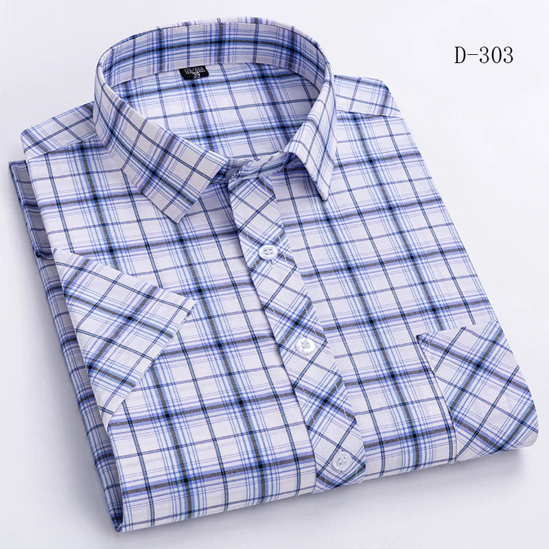 sanyamk Plaid Short Sleeve Shirts For Man Cotton England Preppy Classic Checked Summer New Fashion Clothing Businessman Casual Shirts