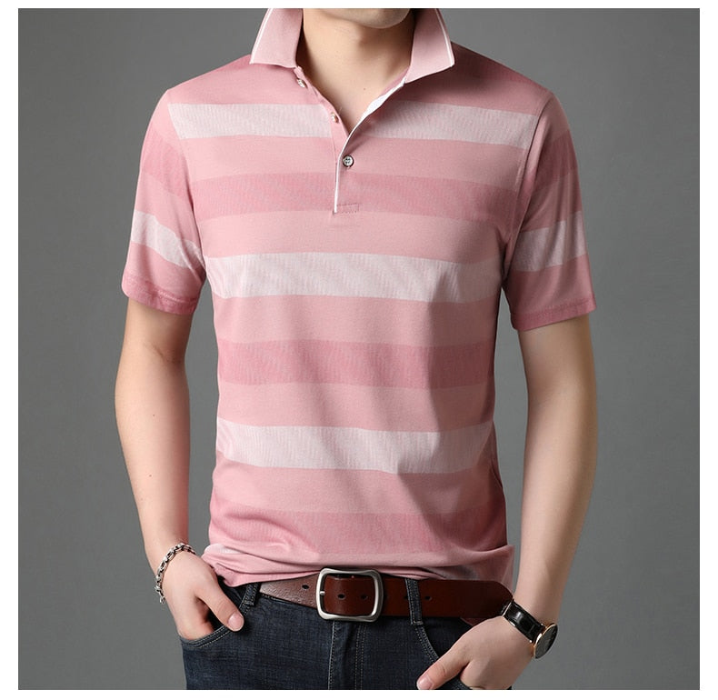 sanyamk 2022 Top Quality New Summer Brand Designer Plain Striped Men Polo Shirt Cotton Short Sleeve Casual Tops Fashions Mens Clothing