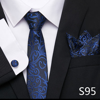 sanyamk Newest design Silk Festive Present Tie Handkerchief Cufflink Set Necktie Man's Plaid Yellow Shirt Accessories