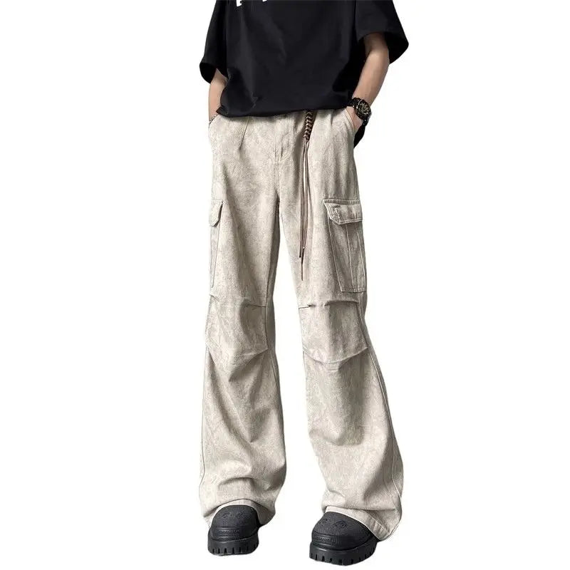 sanyamk Spring and Autumn American Street Fashion Personalized Straight Tube Men and Women Loose Hip Hop Retro Casual Wide Leg Pants y2k