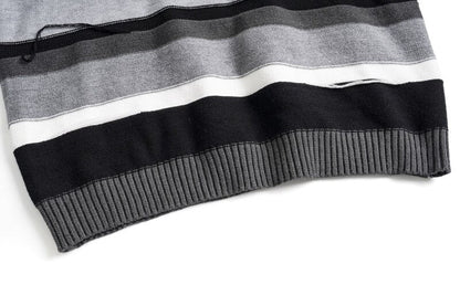 sanyamk Color Match Letter Striped Pullover Crew Neck Men's Sweater Loose Retro High Street Knitted Patchwork Couple Winter Clothes