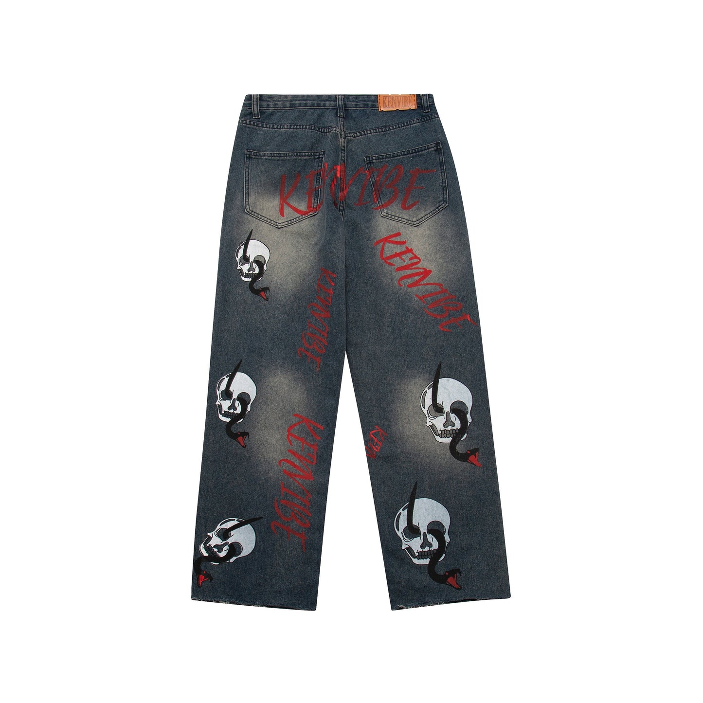 sanyamk Vibe Style Skull Letter Print Punk Men Baggy Jeans Pants Y2K Hombre Straight Loose Hip Hop Denim Trousers Pantalon Homme