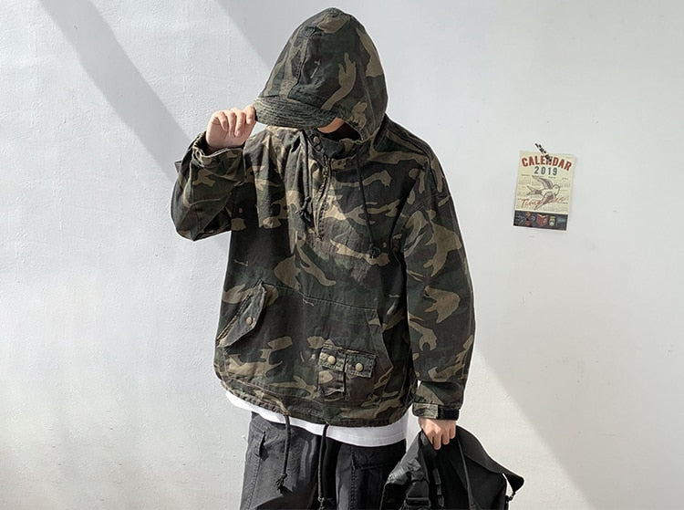 Bonsir Korean Style Hip Hop Military Camouflage Hoodie High Quality Streetwear Tactical Jacket Men Pullover Harajuku Tops Kpop Clothes