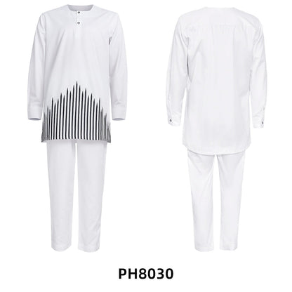 H&amp;D African Dashiki Clothes For Men No Cap Shirt Pants Set Embroidery Tops Trouser Suit Men&#39;s Traditional African Clothing