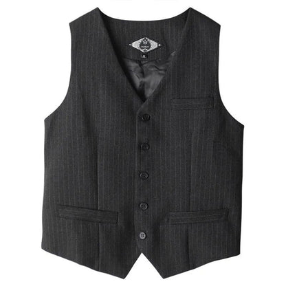 sanyamk British Style Retro Suit Vest Male Vertical Stripes Business Elegant Professional Formal Dress Body Fashion V-neck Suit Vest