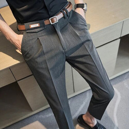 sanyamk Summer Fashion Mens Pants Slim Fit Business Casual Long Trousers Office Men's Skinny Suit Pants Solid Color Trousers 28-36