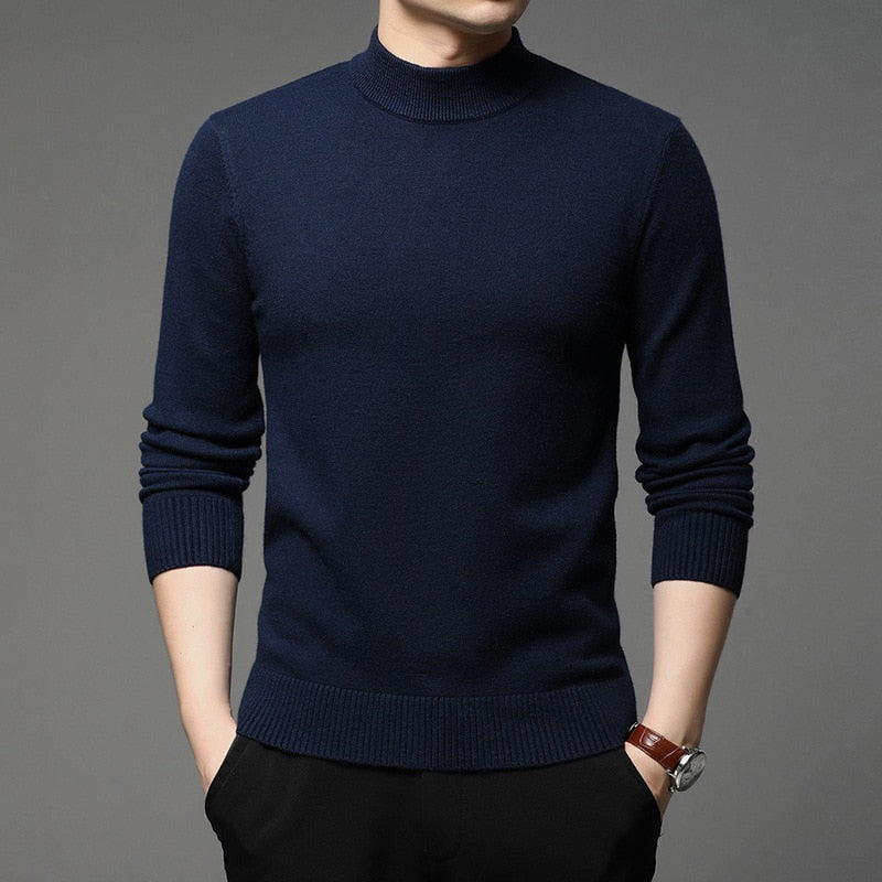 sanyamk 2022 Autumn and Winter New Men Turtleneck Pullover Sweater Fashion Solid Color Thick and Warm Bottoming Shirt Male Brand Clothes