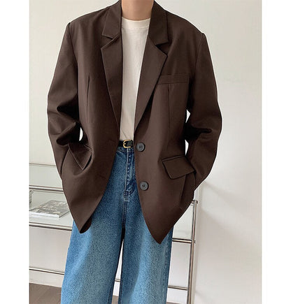sanyamk Men's High-quality Casual Suit Jackets Formal Western-style Clothes Loose Black/brown/green Blazers Business Coats S-XL
