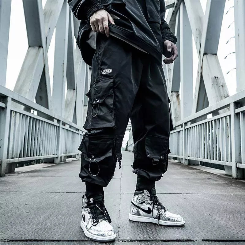 Bonsir Black Cargo Pants Men Joggers Hip Hop Techwear Pants Hippie Cargo Trousers for Men Streetwear Plus Size Pockets Oversize