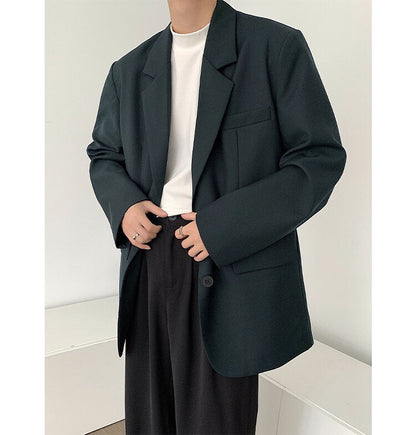 sanyamk Men's High-quality Casual Suit Jackets Formal Western-style Clothes Loose Black/brown/green Blazers Business Coats S-XL