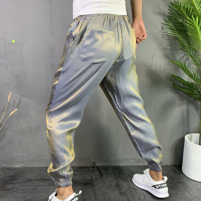 Bonsir Fashion Men's Harem Pants Summer Thin Sweatpants Ins Wind Bright Side Reflective Hip-hop Trousers Streetwear Man Clothiong 5XL