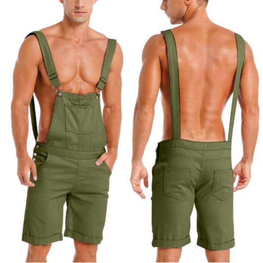 sanyamk Loose Large Casual Summer Strap Pants Vintage Men Rompers Straight Shorts Fashion Sexy Sportsshorts Overalls Workwear Jumpsuit