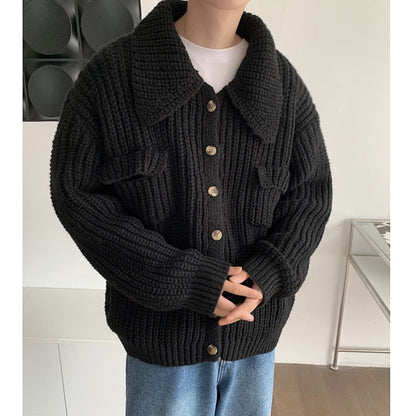 Bonsir Winter Sweater Cardigan Men Warm Fashion Retro Pocket Sweater Coat Men Korean Loose Long Sleeve Sweater Mens Jumper Clothes