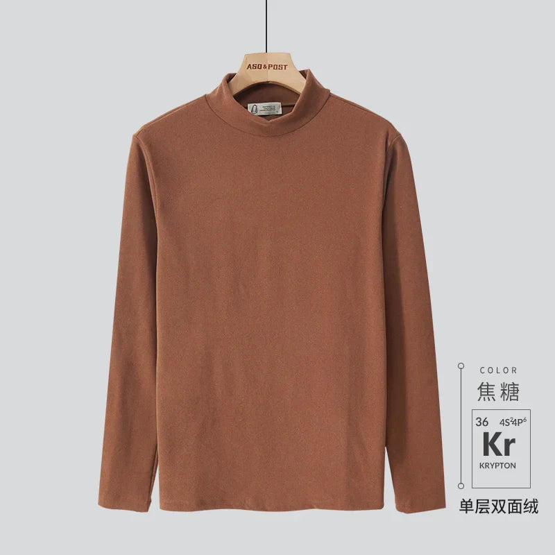 Bonsir Autumn Winter Half Turtleneck Bottoming Shirt Men Loose Casual High Street Long-sleeved T-shirts Men Tops Male Clothes