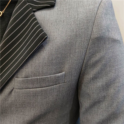 sanyamk Korean Patchwork Suit 2 Piece Suit Blazer Men Suit Set Slim Fit Tuxedo Suit Blazer Suit Men Stylish Blazer Stage Party Club