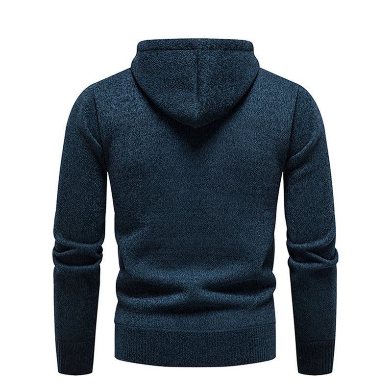 sanyamk New Autumn Winter Hoodies Men Fashion Hooded Sweatshirts Men Casual Knitted Pullovers Hooded Streetwear Solid Sports Sweatshirts