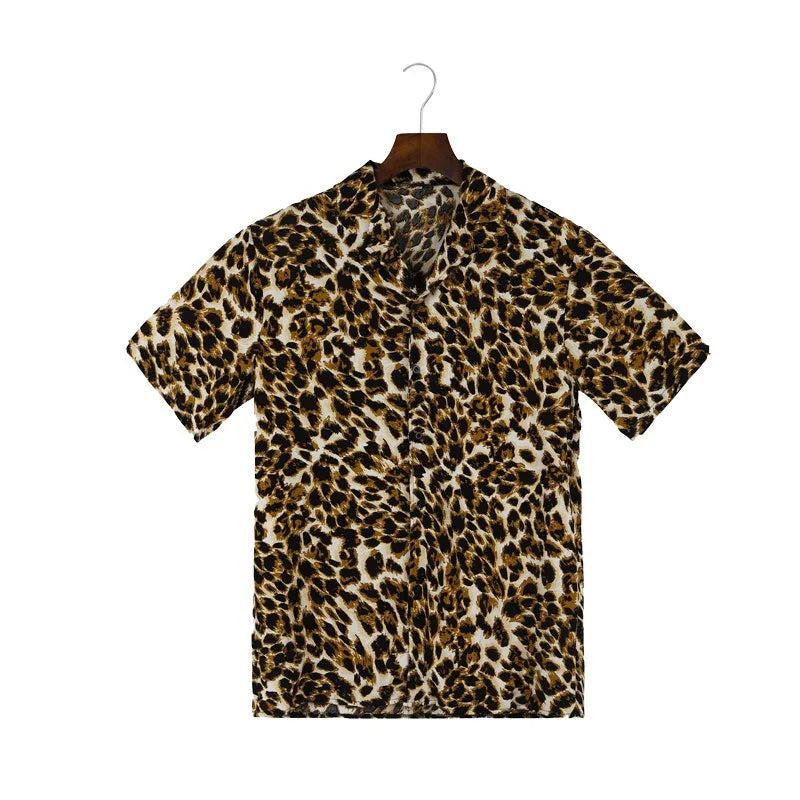 sanyamk New Leopard Print Men's Trend Shirt Blouse