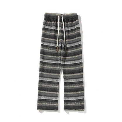 sanyamk Harajuku Vintage Striped Black/Coffee Wide Leg Pants Men Women Autumn Winter Fashion Casual Straight Pants Loose Mopping Pants