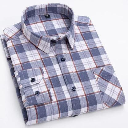 sanyamk Pure Cotton Men's Plaid Shirt Long Sleeve Regular Fit Men Casual Oversized Shirt Leisure Autumn Male Blouse New Plus Size