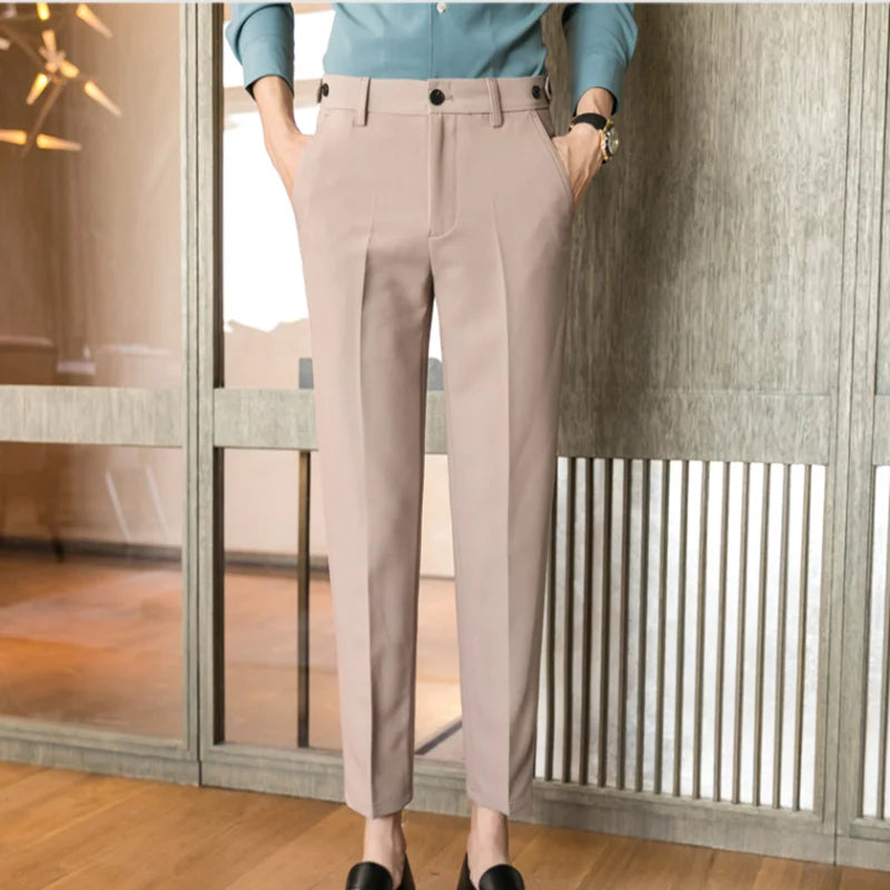 sanyamk Brand Clothing Fashion Male Spring High Quality Cotton Business Suit Trousers/Men's Pure Color Leisure Suit Pants 28-34