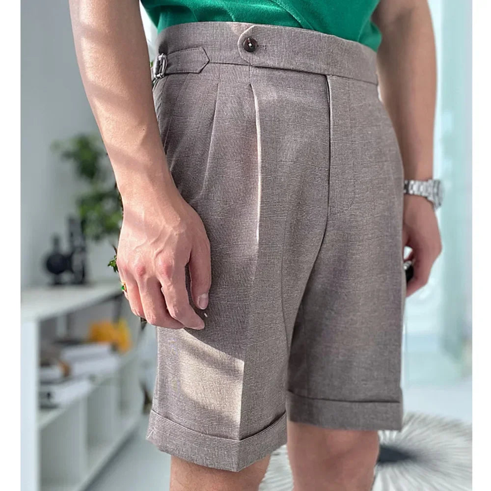 Bonsir Summer Men Shorts Fashion Color Naples High Waist Straight Shorts Solid Color Capri Pants Retro Casual Pants Men Clothing