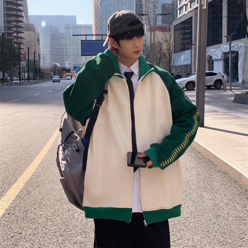 Bonsir Vintage Baseball Jassen Mannen Vrouwen Harajuku Stiksels simple Streetwear Casual Losse Varsity Jacket Paar student coat