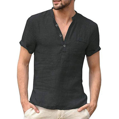 sanyamk Summer New Men's Short-Sleeved T-shirt Cotton and Linen Led Casual Men's T-shirt Shirt Male  Breathable S-3XL