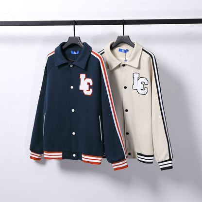 Bonsir Baseball Jackets For Men Cotton Striped Embroidery Turn-down Collar Men's Clothing Spring Harajuku Streetwear Casual Male