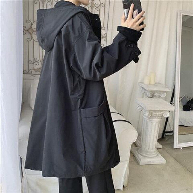 sanyamk Fashion Men's woolen Coats Solid Color Single Breasted Lapel Long Coat Jacket Casual Overcoat Casual Trench Spring and Autumn