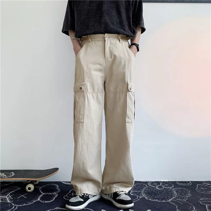 Bonsir Functional Multi Pocket overalls men's summer Japanese cityboy pants student fashion loose wide leg casual pants Street New